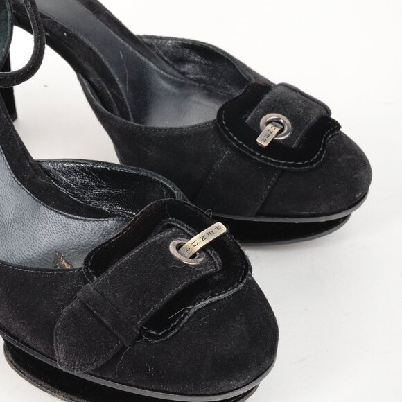 Fendi Vintage Icon Black Suede Velvet Buckle Platforms - Picture 6 of 11